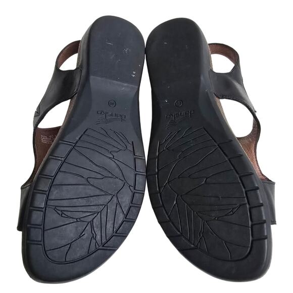 Black Leather Sandals Dansko Reece Size EU40 US 9.5-10 Toe Loop Sandal - Picture 12 of 14